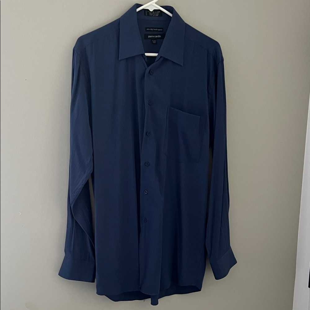 Pierre Cardin Blue Button Front Dress Shirt Men’s Medium 15-15.5